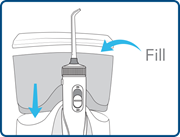 Fill and place water flosser reservoir