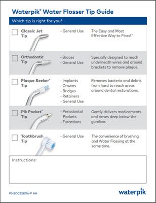 Water Flosser Tip Instruction Guide