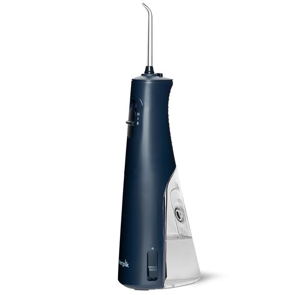 Sideview- WF-21 Blue Cordless Enhance Water Flosser, Handle, & Tip