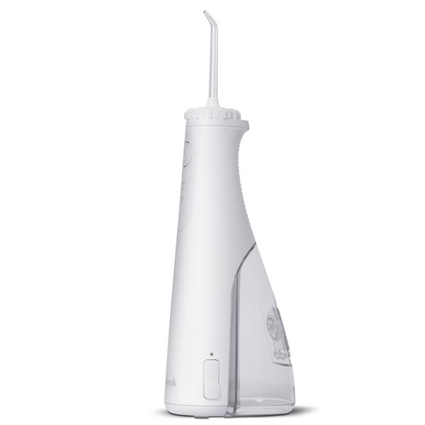 Vue latérale de l’hydropulseur portatif sans fil Plus 5000 blanc.